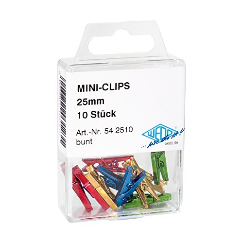 Wedo 542510 Klemmer Miniclip Kunststoff (in Klarsichtdose, 25 mm) 10 Stück, farbig sortiert von WEDO