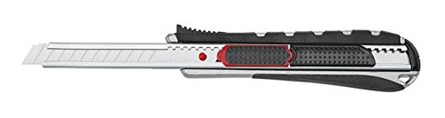 Wedo 787009 Safety Cutter 2-in-1, 9 mm, automatischer Klingenrückzug, Rasterautomatik, integrierte Abbrechhilfe, silber/schwarz von WEDO