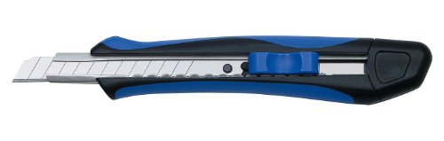 Wedo 78909 Cutter Softgrip 9 mm, gummierte Griffschale mit Rutschbremse, Rasterautomatik, Metallkern, inkl. 2 Ersatzklingen, blau von WEDO