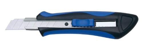 Wedo 78918 Cutter Softgrip 18 mm, gummierte Griffschale mit Rutschbremse, Rasterautomatik, Metallkern, inkl. 2 Ersatzklingen, blau von WEDO
