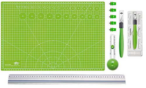 Wedo Comfortline Starter Kit | Schneidematte 45 x 30 x 0.3 cm + Cutter/Skalpell in Apfelgrün (Profi Cutting Set II, Apfelgrün) von WEDO