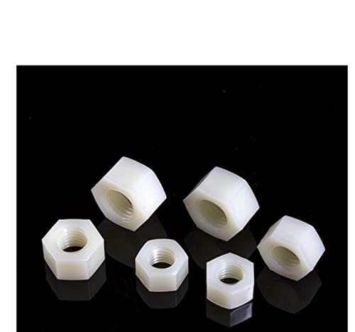 Weiß Schwarz Transparent Nylon Sechskant Metrische Mutter Sechskant-Gewinde Kunststoff Muttern M2 M2.5 M3 M4 M5 M6 M8 M10 M12 M14 M16 M18 M20-M16 (10 Stück),Weiß von WEDSA