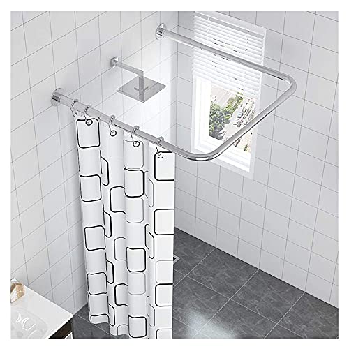 WEDSFC Gebogene Duschvorhangstange U Form Ohne Bohren,304 Edelstahl Gebogene Duschstange Duschvorhang Stangen Halterung Für Badezimmer, Bekleidungsgeschäft,Silber,120×120×120cm von WEDSFC