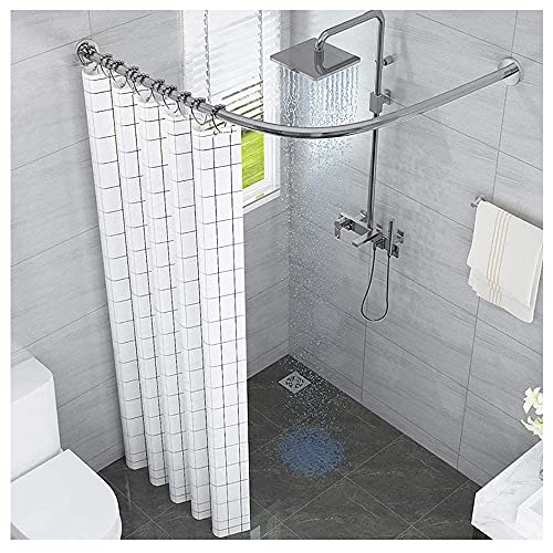 WEDSFC L Form Duschvorhangstange Ohne Bohren Duschstange Ecke Badewanne Edelstahl Teleskopstange Eckduschstange Für Umkleidekabine PPGE Home,110~140cm×110~140cm von WEDSFC