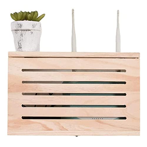 WEDSFC Natürliche Umweltfreundliche Kabellose WiFi Router Aufbewahrungsbox Aus Holz, An Der Wand Montierte Set-Top Box Für Heim Und Büro Halterungsabdeckung Kreative Dekorative Aufbewahrungsbox,42cm von WEDSFC