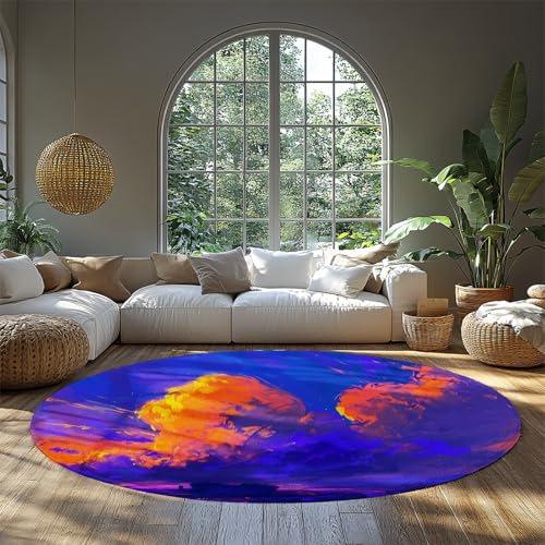 Abstract Sky Collection Runder neutraler Teppich Rutschfester waschbarer Sunset Cloud Teppich Moderne Akzent Throw Carpets Bodenmatte für den Eingangsbereich Wohnzimmer 80cm Abstract Sky Collection Runder neutraler Teppich Rutschfester waschbarer Sunset Cloud Teppich Moderne Akzent Throw Carpets Bodenmatte für den Eingangsbereich Wohnzimmer 80cm von WEECHAINGE