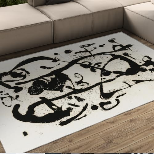 Abstrakter Galeriebereich Teppich Ink Art Fußmatte Bodenmatte mit rutschfestem Gummirücken Pollock Stil Teppiche Home Art Komfort Teppiche 150x240cm von WEECHAINGE