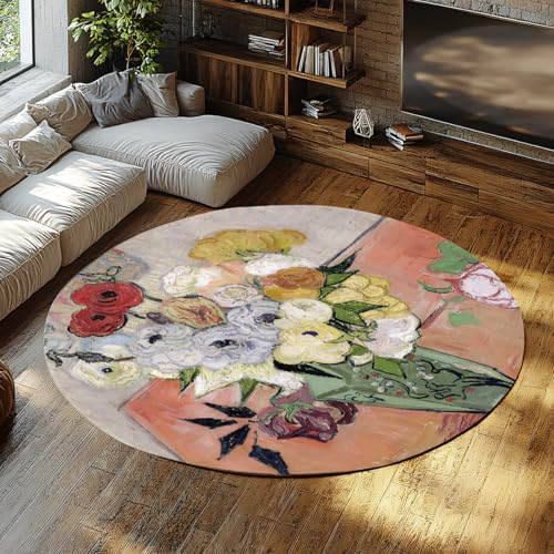 Blumen Bilder auf Kreis Bereich Teppiche 80cm Moderner Stil Runder Teppich Künstlerischer traditioneller Wohnteppich Weicher Kurzflor Wohnzimmer Anti Rutsch Bunte Bodenmatte Groß für Blumen Bilder auf Kreis Bereich Teppiche 80cm Moderner Stil Runder Teppich Künstlerischer traditioneller Wohnteppich Weicher Kurzflor Wohnzimmer Anti Rutsch Bunte Bodenmatte Groß für von WEECHAINGE