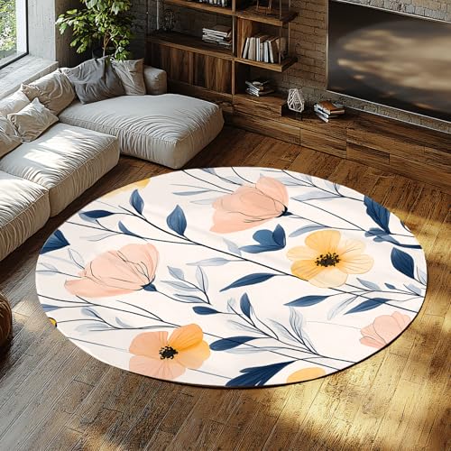 Boho Runder Küchenteppich für das Wohnzimmer Waschbare Eingangsteppiche Kleiner Kreis Carpe Rutschfester niedriger Flor Weich für Badezimmer Creme Gelb Blau 100cm Boho Runder Küchenteppich für das Wohnzimmer Waschbare Eingangsteppiche Kleiner Kreis Carpe Rutschfester niedriger Flor Weich für Badezimmer Creme Gelb Blau 100cm von WEECHAINGE