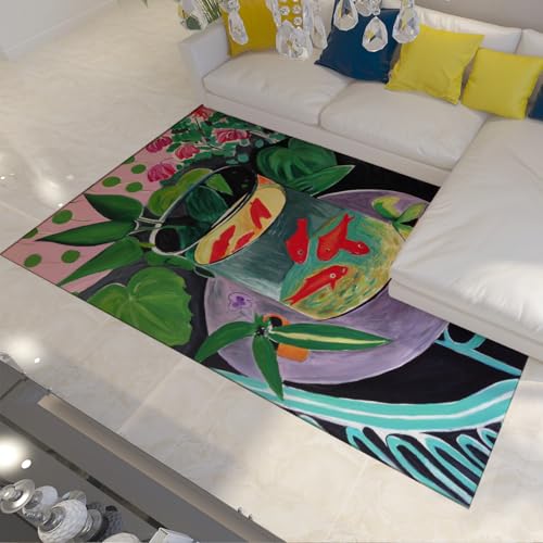 Goldfish Garden Still Life Area Teppich 140x200cm schmutzabweisender Faltbarer Leichter Nicht verschütteter Wohnteppich für Kinderzimmer unter Couchtisch Studio Workspace Entry Grüner Goldfish Garden Still Life Area Teppich 140x200cm schmutzabweisender Faltbarer Leichter Nicht verschütteter Wohnteppich für Kinderzimmer unter Couchtisch Studio Workspace Entry Grüner von WEECHAINGE