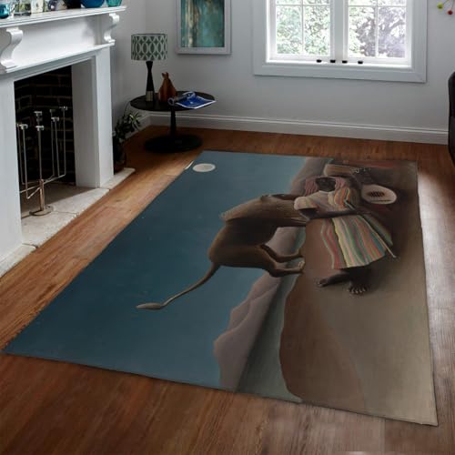 Henri Rousseau Große Teppiche 180x270cm für Wohnzimmer Blue Desert Moon The Sleeping Gypsy Print Kleine rutschfeste Rückseite Dünne leichte waschbare Küchenteppiche unter dem Couchtisch Henri Rousseau Große Teppiche 180x270cm für Wohnzimmer Blue Desert Moon The Sleeping Gypsy Print Kleine rutschfeste Rückseite Dünne leichte waschbare Küchenteppiche unter dem Couchtisch von WEECHAINGE