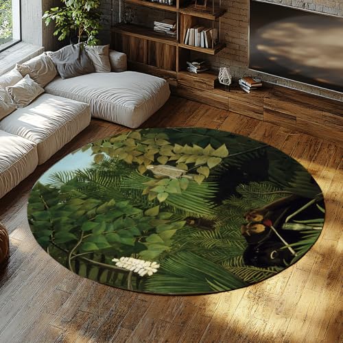 Hidden Monkeys Jungle Runde waschbare Teppiche 60cm Schmutzabweisender weicher niedriger Flor Leichter Kreisteppich für Eingangsbereich Zelt Kamin Gemütliche Ecke Tropischer Regenwald Hidden Monkeys Jungle Runde waschbare Teppiche 60cm Schmutzabweisender weicher niedriger Flor Leichter Kreisteppich für Eingangsbereich Zelt Kamin Gemütliche Ecke Tropischer Regenwald von WEECHAINGE