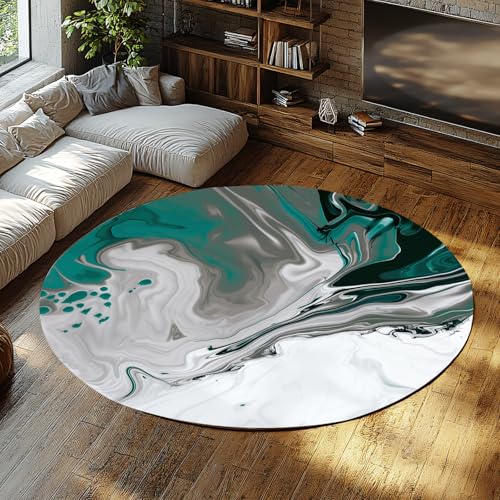 Kollektion Area Teppich Rund Blaugrün Grau und Weiß Moderne Abstrakte Marmor Design Nicht Haarig Pflegeleicht für hohe Beanspruchung im Wohnzimmer Schlafzimmer Eingangsbereich 160cm Kollektion Area Teppich Rund Blaugrün Grau und Weiß Moderne Abstrakte Marmor Design Nicht Haarig Pflegeleicht für hohe Beanspruchung im Wohnzimmer Schlafzimmer Eingangsbereich 160cm von WEECHAINGE