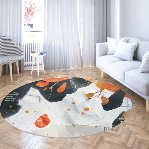 Kreis Kinderzimmerteppich Kinderzimmer Spielzimmer Anti-Rutsch Faltbar Weich Niedriger Flor Abstrakt Schwarz Weiß Orange Gold Moderner Couchtisch Boden Teppich 180cm Kreis Kinderzimmerteppich Kinderzimmer Spielzimmer Anti-Rutsch Faltbar Weich Niedriger Flor Abstrakt Schwarz Weiß Orange Gold Moderner Couchtisch Boden Teppich 180cm von WEECHAINGE