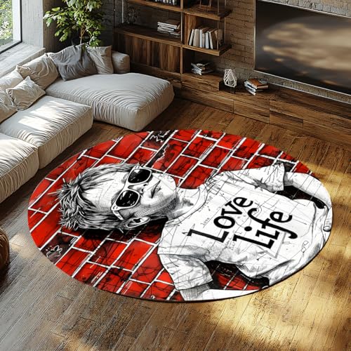 Kreis Teppich für Schlafsaal Graffiti Junge Roter Backstein Runde Bereich Teppiche Waschbare Boho Fußmatten Schlafzimmer Eingangsbereich Badezimmer Wohnzimmer Kleiner Rutschfester Wurf 90cm Kreis Teppich für Schlafsaal Graffiti Junge Roter Backstein Runde Bereich Teppiche Waschbare Boho Fußmatten Schlafzimmer Eingangsbereich Badezimmer Wohnzimmer Kleiner Rutschfester Wurf 90cm von WEECHAINGE
