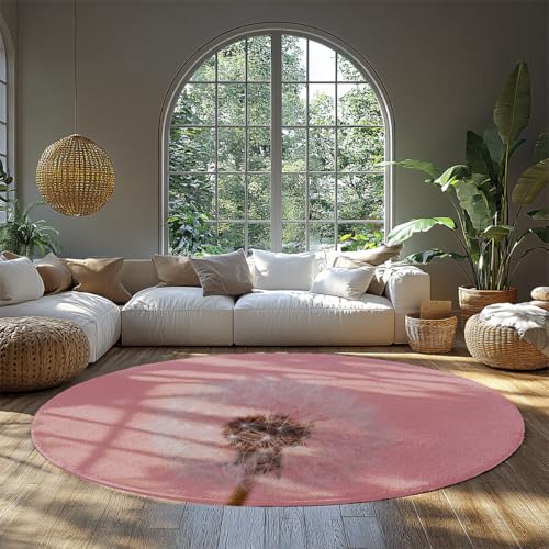 Löwenzahnblume waschbare runde Kinderteppiche rosa pastellfarbener Teppich Rutschfester Wohnteppich für Kinderzimmer Kinderraum Baby Mädchen Schlafzimmer Spielzimmer Wohnzimmer Low Pile Home 160cm Löwenzahnblume waschbare runde Kinderteppiche rosa pastellfarbener Teppich Rutschfester Wohnteppich für Kinderzimmer Kinderraum Baby Mädchen Schlafzimmer Spielzimmer Wohnzimmer Low Pile Home 160cm von WEECHAINGE