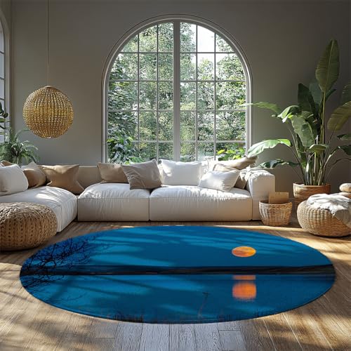 Marineblau Mitternachtsblau waschbare Teppiche rutschfest abstrakt weich für Wohnzimmer Eingangsbereich Schlafzimmer Kinderzimmer Nacht See Mond Reflexion Druck Runder Teppich mit 90cm Marineblau Mitternachtsblau waschbare Teppiche rutschfest abstrakt weich für Wohnzimmer Eingangsbereich Schlafzimmer Kinderzimmer Nacht See Mond Reflexion Druck Runder Teppich mit 90cm von WEECHAINGE