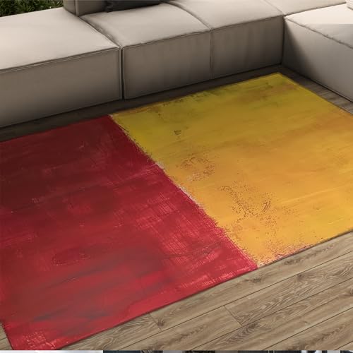 Mark Rothko Stil Teppiche Rot und Gelb Bodenteppich Moderner waschbarer Indoor-Teppich für Home Office Terrasse Küchenspüle 90x120cm von WEECHAINGE