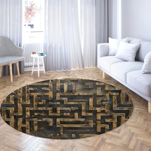 Maze Labyrinth Kinder Runder Teppich Waschbare Kinderzimmerteppiche Weicher Plüsch Rutschfester Wohnteppich für Klassenzimmer Spielzimmer Kinderzimmer Dekor 3D Illusion Geometrisches Muster 180cm Maze Labyrinth Kinder Runder Teppich Waschbare Kinderzimmerteppiche Weicher Plüsch Rutschfester Wohnteppich für Klassenzimmer Spielzimmer Kinderzimmer Dekor 3D Illusion Geometrisches Muster 180cm von WEECHAINGE