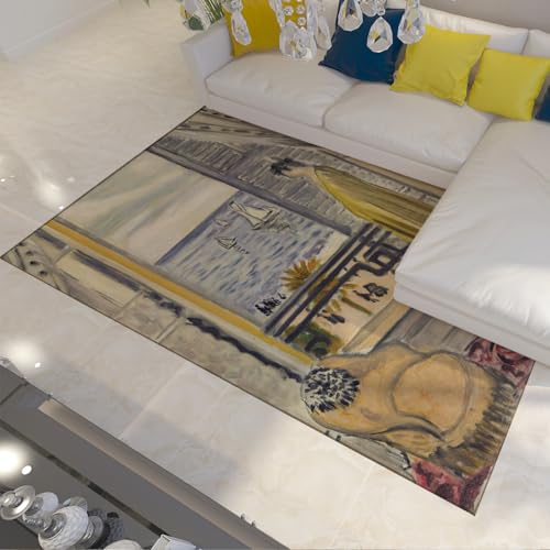 Meerblick Balkon Blick Großer Teppich 180x200cm Läufer Waschbar Low Flor rutschfeste rechteckige Teppiche für den Innenbereich Haustierfreundlich Nicht Haarausfall Wohnteppich Flur von WEECHAINGE