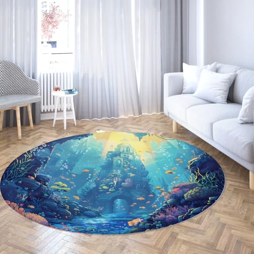 Ozean Unterwasserbereich Teppich blau abwaschbar Wohnzimmer Großer Wohnteppich rutschfest Schlafzimmer Innenbüro Niedrigflor Schloss Korallenriff Distressed Akzent Bodenmatte für Esszimmer 120cm Ozean Unterwasserbereich Teppich blau abwaschbar Wohnzimmer Großer Wohnteppich rutschfest Schlafzimmer Innenbüro Niedrigflor Schloss Korallenriff Distressed Akzent Bodenmatte für Esszimmer 120cm von WEECHAINGE