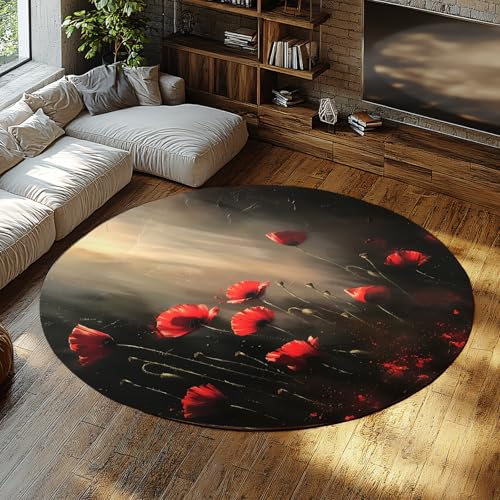 Romantisch Rot Blumen Rund Extra Große Fläche Teppich Dramatische Beleuchtung Waschbar Leicht Nicht Haaren Kreis Mädchen Schlafzimmer Teppiche Schwarz 120cm Romantisch Rot Blumen Rund Extra Große Fläche Teppich Dramatische Beleuchtung Waschbar Leicht Nicht Haaren Kreis Mädchen Schlafzimmer Teppiche Schwarz 120cm von WEECHAINGE