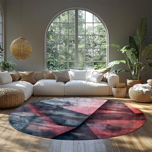 Runder Küchenteppich für den Innenbereich Rosa Blau Abstrakte geometrische waschbare Boho-Teppiche rutschfest Wohnzimmer Weicher kreisförmiger Abstrakter geometrischer Teppich Badezimmer 80cm Runder Küchenteppich für den Innenbereich Rosa Blau Abstrakte geometrische waschbare Boho-Teppiche rutschfest Wohnzimmer Weicher kreisförmiger Abstrakter geometrischer Teppich Badezimmer 80cm von WEECHAINGE