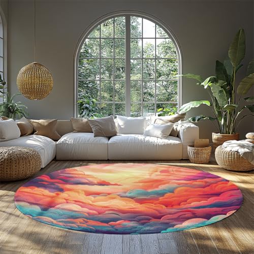 Runder Mädchen-Schlafzimmerteppich waschbar Neutrale Moderne abstrakte Wohnzimmerteppiche Weicher dünner Innenboden kein Rutschteppich für Schlafzimmer unter Esstisch Home Office Dekor - 60cm Runder Mädchen-Schlafzimmerteppich waschbar Neutrale Moderne abstrakte Wohnzimmerteppiche Weicher dünner Innenboden kein Rutschteppich für Schlafzimmer unter Esstisch Home Office Dekor - 60cm von WEECHAINGE