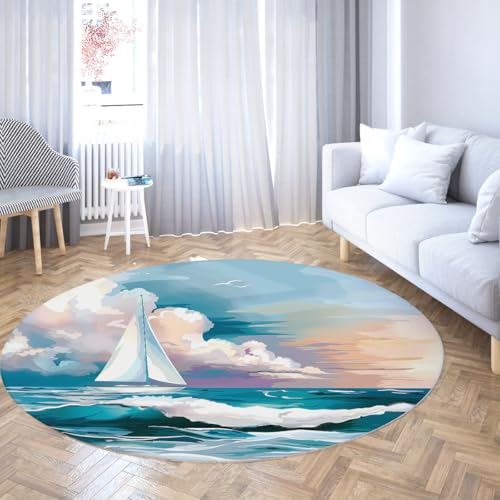 Segelboot Ozean Blau Blaugrün Rosa Sonnenuntergang Bereich Teppiche für Wohnzimmer Seascape Waschbarer Teppich Boho Rutschfester Wohnteppich Indoor Boden Fleckenabweisend Schlafzimmer 60cm Segelboot Ozean Blau Blaugrün Rosa Sonnenuntergang Bereich Teppiche für Wohnzimmer Seascape Waschbarer Teppich Boho Rutschfester Wohnteppich Indoor Boden Fleckenabweisend Schlafzimmer 60cm von WEECHAINGE