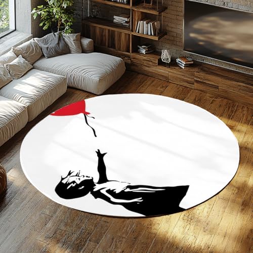 Street Art Runder Schlafsaalteppich Waschbarer Kreis Terrassenteppiche Rutschfester niedriger Flor Faux Wool Zirkulärer Teppich Weiches Weiß Schwarz Rot Ballon Bodenmatte für Wohnzimmer 90cm Street Art Runder Schlafsaalteppich Waschbarer Kreis Terrassenteppiche Rutschfester niedriger Flor Faux Wool Zirkulärer Teppich Weiches Weiß Schwarz Rot Ballon Bodenmatte für Wohnzimmer 90cm von WEECHAINGE