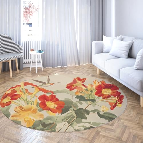 Vintage Bauernhaus Boho Runde Fläche Teppich rutschfest waschbar Akzent botanisch Blumen für Esszimmer Wohnzimmer Schlafzimmer Eingangsbereich Küche Beige 150cm Vintage Bauernhaus Boho Runde Fläche Teppich rutschfest waschbar Akzent botanisch Blumen für Esszimmer Wohnzimmer Schlafzimmer Eingangsbereich Küche Beige 150cm von WEECHAINGE