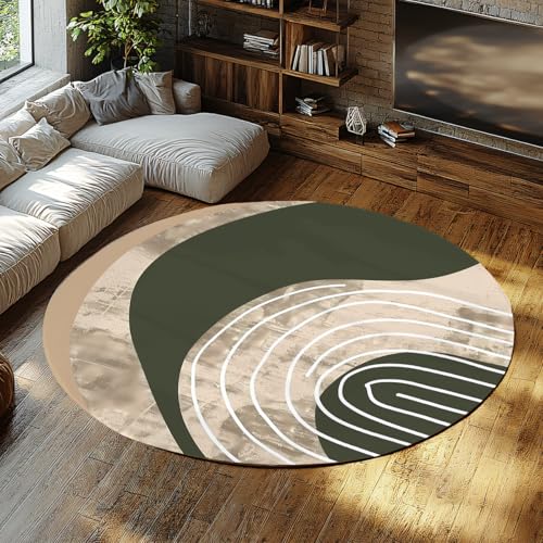 Vintage Grün Runde Fläche Teppich Wohnzimmer Großer Wohnteppich Rutschfest Schlafzimmer Innenbereich Büro Niedriger Flor für Esszimmer Badezimmer Küche Moderne Abstrakte Geometrische Linien 80cm Vintage Grün Runde Fläche Teppich Wohnzimmer Großer Wohnteppich Rutschfest Schlafzimmer Innenbereich Büro Niedriger Flor für Esszimmer Badezimmer Küche Moderne Abstrakte Geometrische Linien 80cm von WEECHAINGE