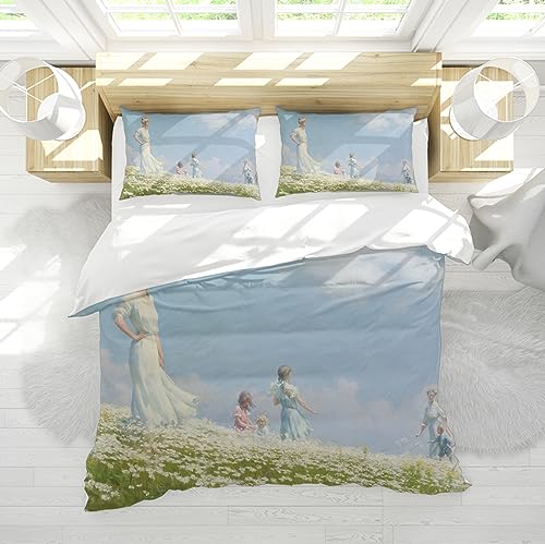 WEECHAINGE Ästhetisches Daisy Field Bedding Bettbezugsset 3-teiliger weicher Cottagecore Pastoral Comforter Bezug mit 2 Shams für Costal Schlafzimmer Dekor 155x220 cm WEECHAINGE Ästhetisches Daisy Field Bedding Bettbezugsset 3-teiliger weicher Cottagecore Pastoral Comforter Bezug mit 2 Shams für Costal Schlafzimmer Dekor 155x220 cm von WEECHAINGE