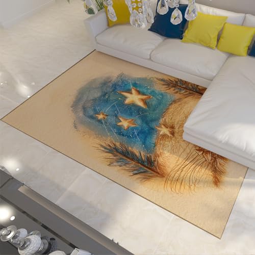 WEECHAINGE Abstrakte Retro-Bereichsteppiche Sterne und Bäume Cartoon-Teppich Wohnzimmer-Türmatte maschinenwaschbare Teppiche für Esszimmer Schlafsaal 60x180cm von WEECHAINGE
