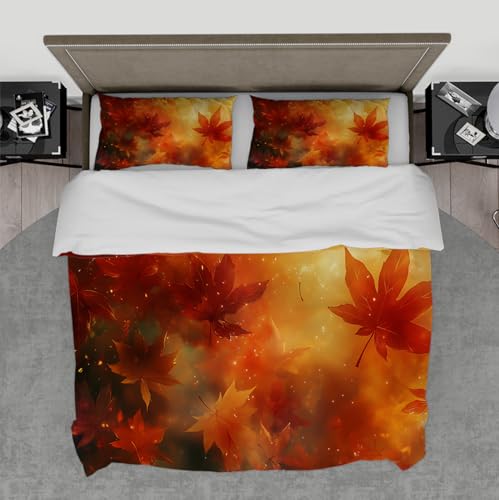 WEECHAINGE Autumn Vibe Comforter Cover Set 3-teiliger Goldener Ahorn-weicher Glanz und Traumhafter Leichter atmungsaktiver Bettbezug für romantische Herbst-Schlafzimmerdekoration 155x220 cm WEECHAINGE Autumn Vibe Comforter Cover Set 3-teiliger Goldener Ahorn-weicher Glanz und Traumhafter Leichter atmungsaktiver Bettbezug für romantische Herbst-Schlafzimmerdekoration 155x220 cm von WEECHAINGE