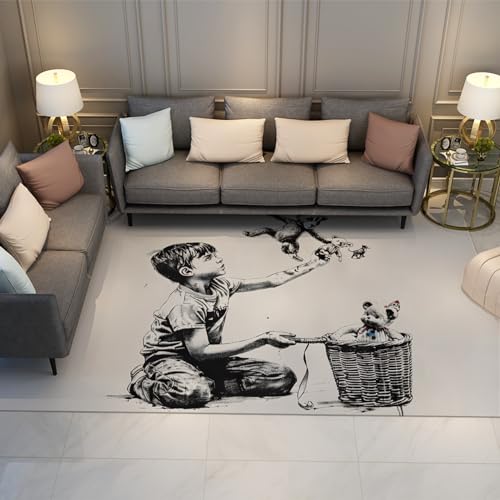 WEECHAINGE Banksy Stil Teppich Teen Jungen Teppich mit Bären Puppe und kleinen Jungen Dekor Teppiche für Jungenzimmer Wohnzimmer Spielzimmer rutschfest 60x90cm WEECHAINGE Banksy Stil Teppich Teen Jungen Teppich mit Bären Puppe und kleinen Jungen Dekor Teppiche für Jungenzimmer Wohnzimmer Spielzimmer rutschfest 60x90cm von WEECHAINGE