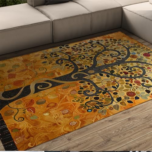 WEECHAINGE Baum des Lebens Bereich Teppiche Gustav Klimt Stil Home Design Weicher großer Innenbodenteppich für Gästezimmer Küchenspüle Edroom rutschfest 60x180cm von WEECHAINGE