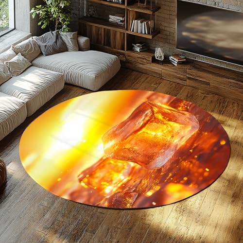 WEECHAINGE Bernstein EIS Muster Runder Badezimmerteppich Kawaii Golden Orange Kreis Teppiche für Schlafzimmer Schlafsaal Wohnzimmer Niedlicher Bereich Teppich Bodenmatte Fußmatte Wohnteppich 180cm WEECHAINGE Bernstein EIS Muster Runder Badezimmerteppich Kawaii Golden Orange Kreis Teppiche für Schlafzimmer Schlafsaal Wohnzimmer Niedlicher Bereich Teppich Bodenmatte Fußmatte Wohnteppich 180cm von WEECHAINGE