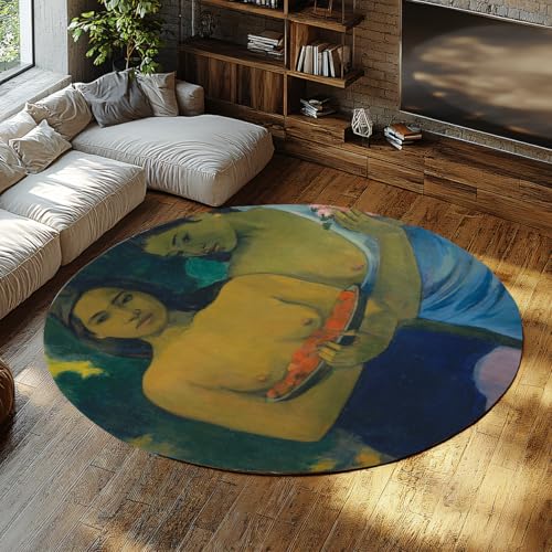 WEECHAINGE Berühmte Porträts Runde Fläche Teppiche 120cm für Wohnzimmer maschinenwaschbar Paul Gauguin Zwei tahitianische Frauen drucken Schlafzimmer 5mm dünner kurzfloriger Bodenteppich Küche WEECHAINGE Berühmte Porträts Runde Fläche Teppiche 120cm für Wohnzimmer maschinenwaschbar Paul Gauguin Zwei tahitianische Frauen drucken Schlafzimmer 5mm dünner kurzfloriger Bodenteppich Küche von WEECHAINGE