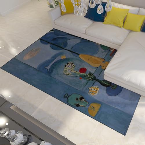 WEECHAINGE Blauer moderner Stillleben Wohnzimmerteppich 80x150cm maschinenwaschbar Rutschfester Backing Low Flor Lightweight Runner Teppich für Kombüse Küche Flur Schlammraum unter Esstisch WEECHAINGE Blauer moderner Stillleben Wohnzimmerteppich 80x150cm maschinenwaschbar Rutschfester Backing Low Flor Lightweight Runner Teppich für Kombüse Küche Flur Schlammraum unter Esstisch von WEECHAINGE