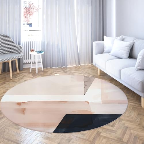 WEECHAINGE Blush Beige Navy Runde Kinderzimmerteppich Kinderzimmer Spielzimmer rutschfest Maschinenwaschbar Abstrakt Geometrisch Schlafzimmer Mikrofaser Teppich Wohnkultur 100cm WEECHAINGE Blush Beige Navy Runde Kinderzimmerteppich Kinderzimmer Spielzimmer rutschfest Maschinenwaschbar Abstrakt Geometrisch Schlafzimmer Mikrofaser Teppich Wohnkultur 100cm von WEECHAINGE