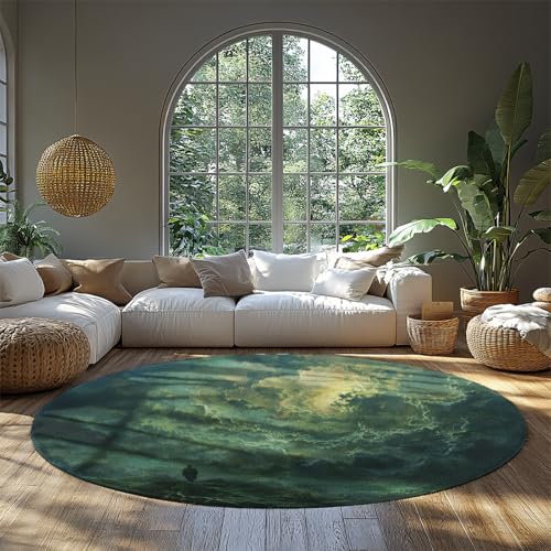 WEECHAINGE Fantasy Landscape Runder bodenbelag Storm Cloud Lone Figure Design Low Pile Circle Teppich Anti-Rutsch-Bodenmatte für Schlafzimmer, Arbeitszimmer oder kreativen Raum 240cm WEECHAINGE Fantasy Landscape Runder bodenbelag Storm Cloud Lone Figure Design Low Pile Circle Teppich Anti-Rutsch-Bodenmatte für Schlafzimmer, Arbeitszimmer oder kreativen Raum 240cm von WEECHAINGE