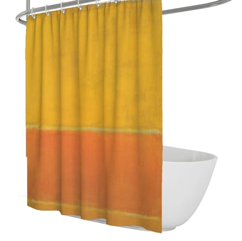 WEECHAINGE Gelber Farbblock Duschvorhang Mark Rothko Stil Badewanne Duschvorhang Liner Set mit Kunststoffhaken Helle Badezimmerdekoration B160xL200cm von WEECHAINGE