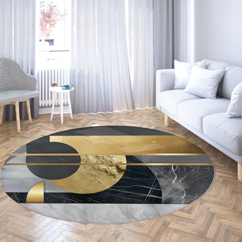 WEECHAINGE Geometrisch Schwarz Grau Gold Kreis Kinderzimmerteppich Kinderzimmer Spielzimmer Anti-Rutsch Maschine Waschbar Marmor Kunst Esszimmerteppiche Home Office Dekor 60cm WEECHAINGE Geometrisch Schwarz Grau Gold Kreis Kinderzimmerteppich Kinderzimmer Spielzimmer Anti-Rutsch Maschine Waschbar Marmor Kunst Esszimmerteppiche Home Office Dekor 60cm von WEECHAINGE