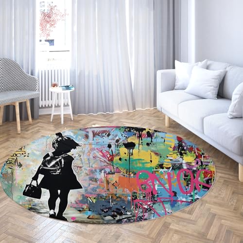 WEECHAINGE Graffiti Rund Großflächenteppich Street Art Kreisförmiger Teppich Mädchen Silhouette Waschbar rutschfest Für Schlafzimmer Wohnzimmer Schlafsaal Büro Akzent Dekor 240cm WEECHAINGE Graffiti Rund Großflächenteppich Street Art Kreisförmiger Teppich Mädchen Silhouette Waschbar rutschfest Für Schlafzimmer Wohnzimmer Schlafsaal Büro Akzent Dekor 240cm von WEECHAINGE