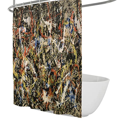 Jackson Pollock Style Gallery Art Duschvorhänge für Badezimmer, wasserabweisend und waschbar, weicher Stoffstoff, Badvorhang mit Haken, B 120 x L 180 cm von WEECHAINGE