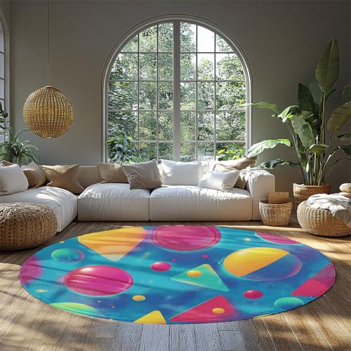 WEECHAINGE Klassischer geometrischer runder Teppich Vintage-Design-Kreisteppich maschinenwaschbar dünner, niedrigfloriger, Rutschfester Innenteppich für Schlafzimmer Esszimmer Wohnzimmer 150cm WEECHAINGE Klassischer geometrischer runder Teppich Vintage-Design-Kreisteppich maschinenwaschbar dünner, niedrigfloriger, Rutschfester Innenteppich für Schlafzimmer Esszimmer Wohnzimmer 150cm von WEECHAINGE