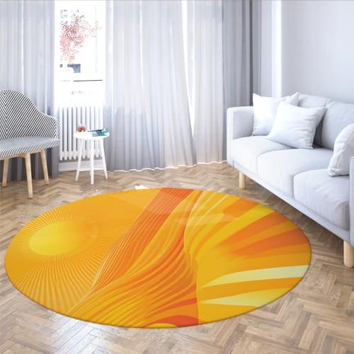 WEECHAINGE Kollektion Runder Teppich Gelb Ries Moderner Sunbeam Distressed Design Wohnteppich ohne Haarausfall für stark frequentierte Bereiche im Wohnzimmer, Schlafzimmer, Esszimmer, Flur, Büro 90cm WEECHAINGE Kollektion Runder Teppich Gelb Ries Moderner Sunbeam Distressed Design Wohnteppich ohne Haarausfall für stark frequentierte Bereiche im Wohnzimmer, Schlafzimmer, Esszimmer, Flur, Büro 90cm von WEECHAINGE