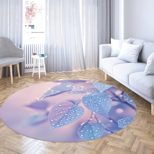 WEECHAINGE Lila Blau Botanischer Runder Teppich Kreis Waschbare Flächenteppiche für Schlafzimmer Badezimmer Eingangsbereich Kleiner Boho Vintage Distressed Leaf Print Teppich 150cm WEECHAINGE Lila Blau Botanischer Runder Teppich Kreis Waschbare Flächenteppiche für Schlafzimmer Badezimmer Eingangsbereich Kleiner Boho Vintage Distressed Leaf Print Teppich 150cm von WEECHAINGE