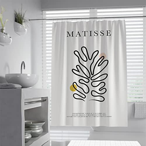 WEECHAINGE Matisse Style Holiday Duschvorhang Moderner minimalistischer wasserdichter Polyester-Badezimmer-Duschvorhang Extra lang Maschinenwaschbar B200xL240cm von WEECHAINGE